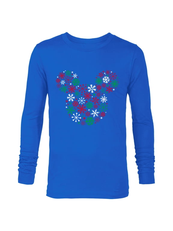 Mickey Mouse Icon Holiday Snowflakes - Long Sleeve T-Shirt for Men -Customized-Royal