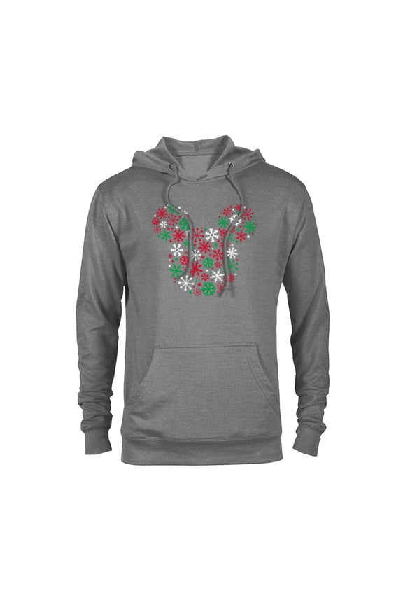 Mickey Mouse Icon Holiday Snowflakes - Pullover Hoodie for Adults -Customized-Graphite Heather