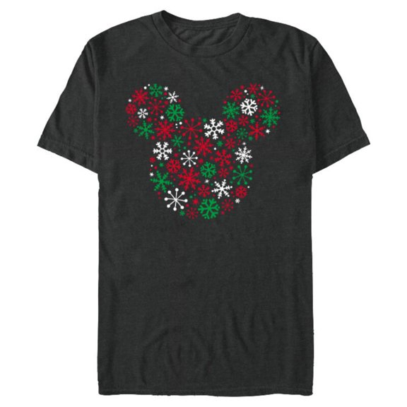 Disney Mickey Mouse Icon Holiday Snowflakes - Short Sleeve Blended T-Shirt for Adults -Customized-Dark Heather