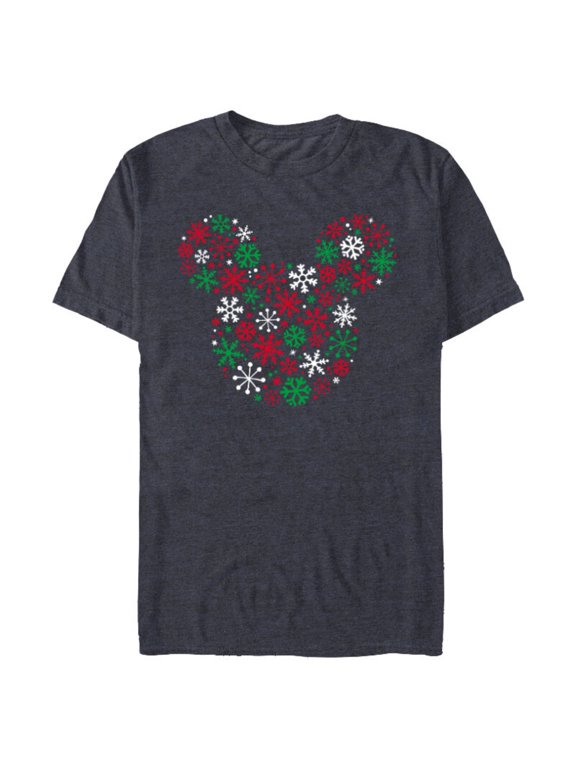 Mickey Mouse Icon Holiday Snowflakes - Short Sleeve Blended T-Shirt for Adults -Customized-Navy Heather