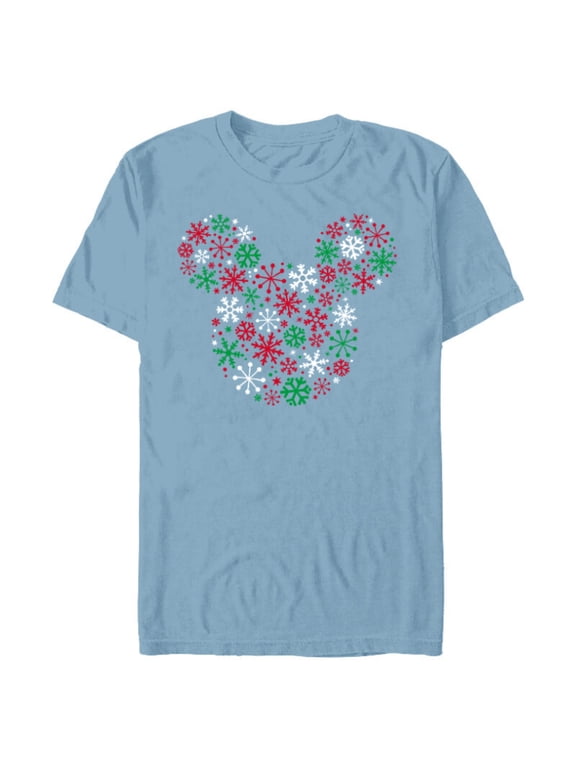 Mickey Mouse Icon Holiday Snowflakes - Short Sleeve Blended T-Shirt for Adults -Customized-Ocean Blue