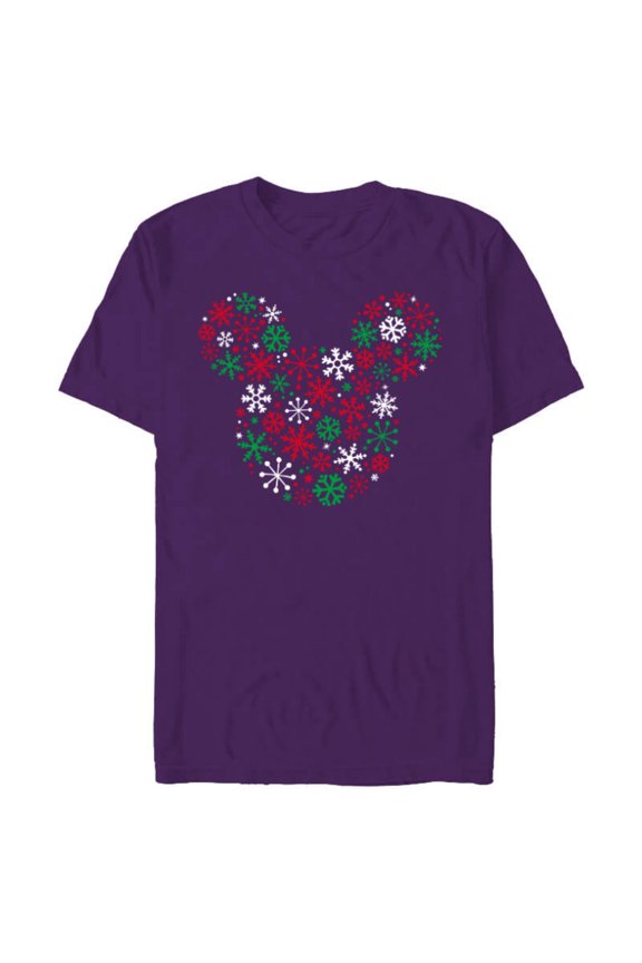 Mickey Mouse Icon Holiday Snowflakes - Short Sleeve Blended T-Shirt for Adults -Customized-Purple
