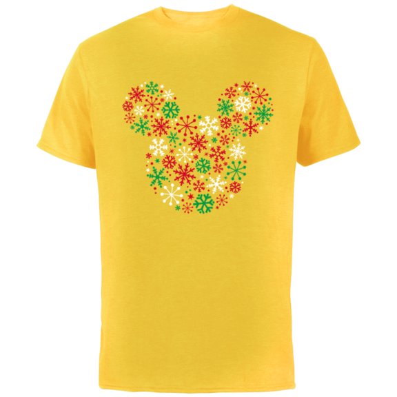 Disney Mickey Mouse Icon Holiday Snowflakes - Short Sleeve Cotton T-Shirt for Adults -Customized-Yellow