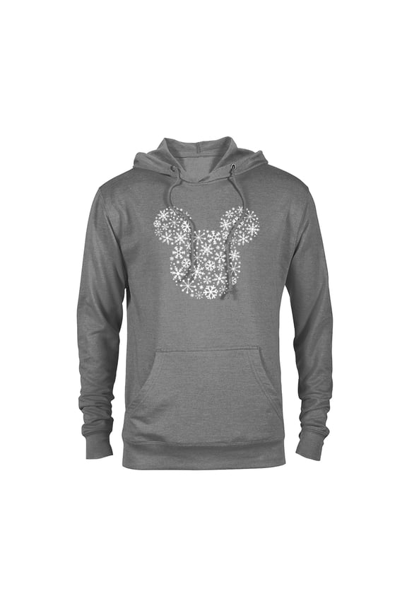Mickey Mouse Icon Holiday White Snowflakes - Pullover Hoodie for Adults -Customized-Graphite Heather