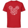 thumbnail image 1 of Disney Mickey Mouse Icon Holiday White Snowflakes - Short Sleeve Cotton T-Shirt for Adults -Customized-Red, 1 of 5