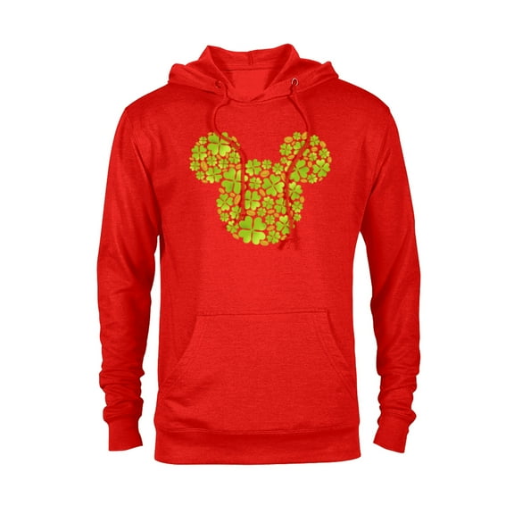 Disney Mickey Mouse Icon Lucky Shamrock St. Patrick’s Day - Pullover Hoodie for Adults - Customized-Red Heather