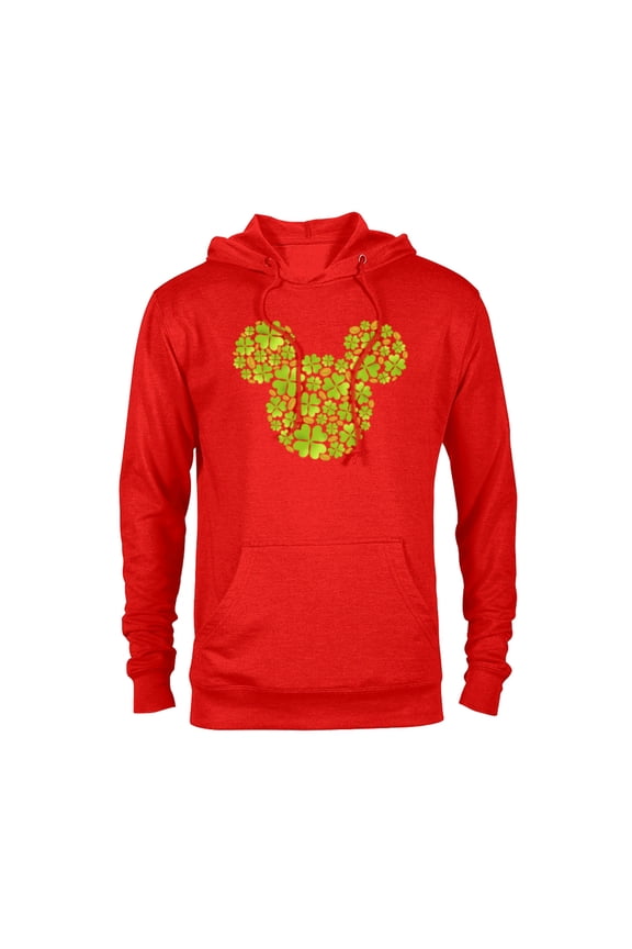 Mickey Mouse Icon Lucky Shamrock St. Patrick’s Day - Pullover Hoodie for Adults - Customized-Red Heather