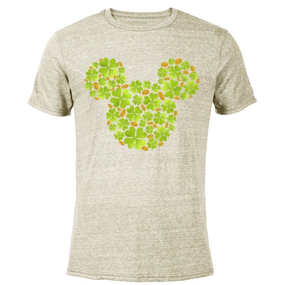 Disney Mickey Mouse Icon Lucky Shamrock St. Patrick’s Day - Short Sleeve Blended T-Shirt for Adults - Customized-Yellow