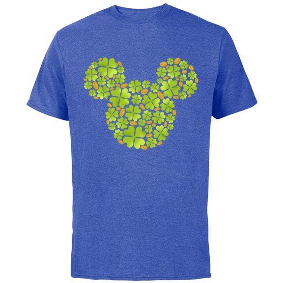 Disney Mickey Mouse Icon Lucky Shamrock St. Patrick’s Day - Short Sleeve Cotton T-Shirt for Adults - Customized-Royal Heather