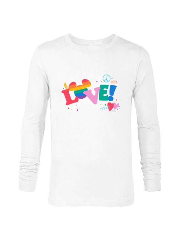 Mickey Mouse Icon Pride Love Rainbow Doodles - Long Sleeve T-Shirt for Men - Customized-White