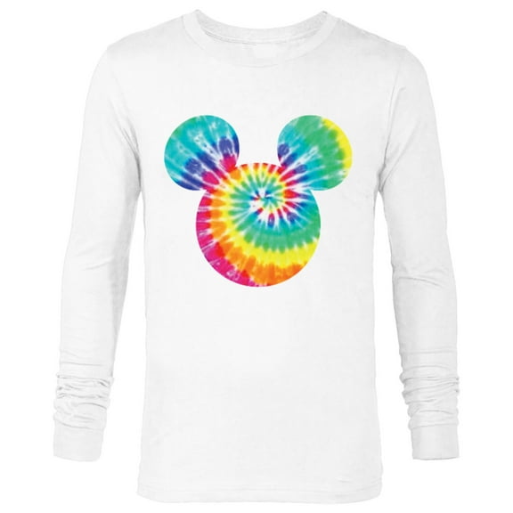 Disney Mickey Mouse Icon Rainbow Tie-Dye  - Long Sleeve T-Shirt for Men- Customized-White