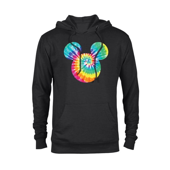 Disney Mickey Mouse Icon Rainbow Tie-Dye  - Pullover Hoodie for Adults- Customized-Black