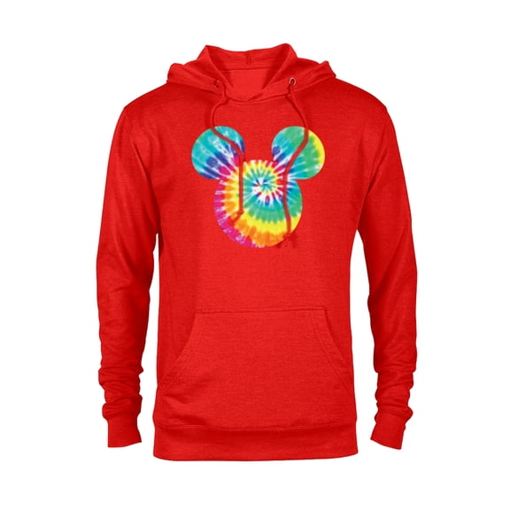 Disney Mickey Mouse Icon Rainbow Tie-Dye  - Pullover Hoodie for Adults- Customized-Red Heather