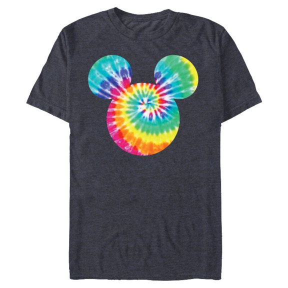Disney Mickey Mouse Icon Rainbow Tie-Dye - Short Sleeve Blended T-Shirt for Adults- Customized-Navy Heather
