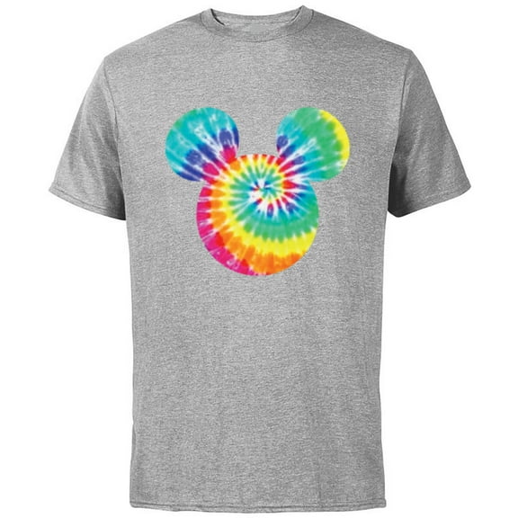 Disney Mickey Mouse Icon Rainbow Tie-Dye - Short Sleeve Cotton T-Shirt for Adults- Customized-Athletic Heather