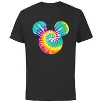 Disney Mickey Mouse Icon Rainbow Tie-Dye - Short Sleeve Cotton T-Shirt for Adults- Customized-Black