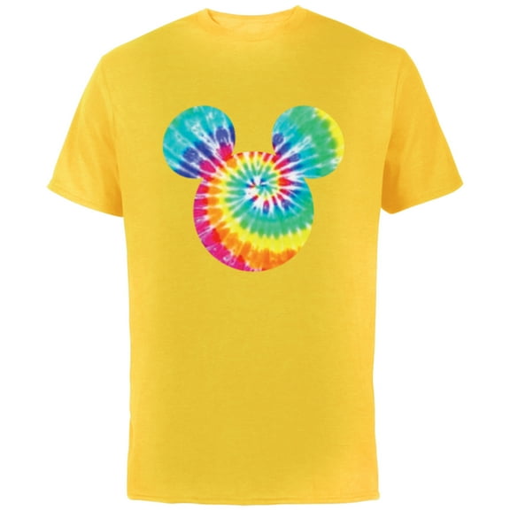 Disney Mickey Mouse Icon Rainbow Tie-Dye - Short Sleeve Cotton T-Shirt for Adults- Customized-Yellow