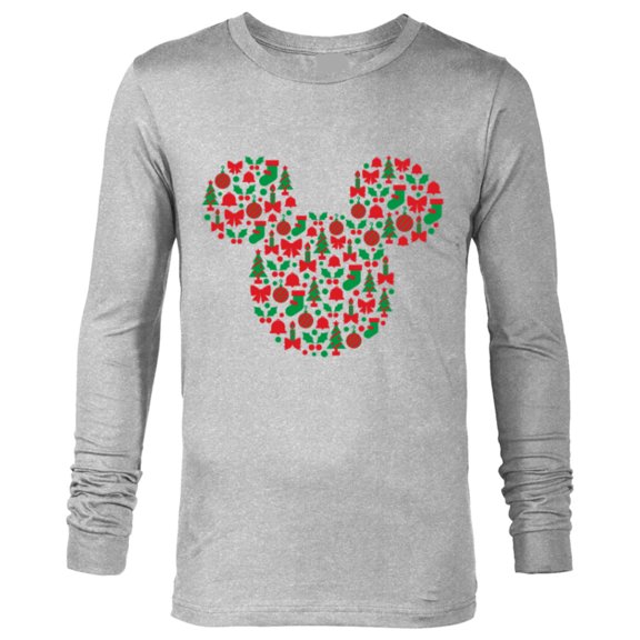Disney Mickey Mouse Icon Red and Green Holiday - Long Sleeve T-Shirt for Men - Customized-Athletic Heather
