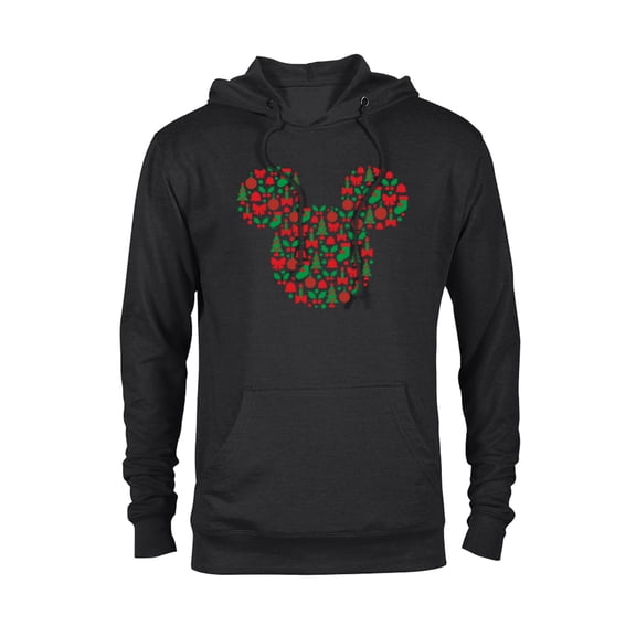 Disney Mickey Mouse Icon Red and Green Holiday - Pullover Hoodie for Adults - Customized-Black