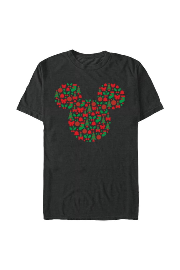 Mickey Mouse Icon Red and Green Holiday - Short Sleeve Blended T-Shirt for Adults - Customized-Dark Heather
