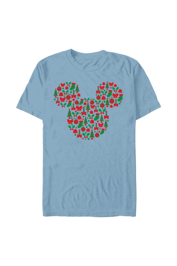 Mickey Mouse Icon Red and Green Holiday - Short Sleeve Blended T-Shirt for Adults - Customized-Ocean Blue