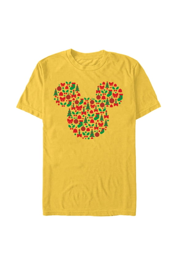 Mickey Mouse Icon Red and Green Holiday - Short Sleeve Blended T-Shirt for Adults - Customized-Yellow