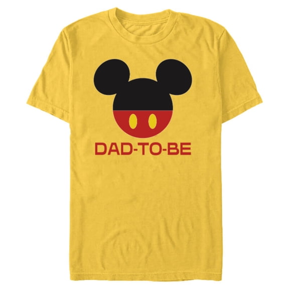 Disney Mickey Mouse Icon Shorts Dad-to-Be Father’s Day - Short Sleeve Blended T-Shirt for Adults - Customized-Yellow