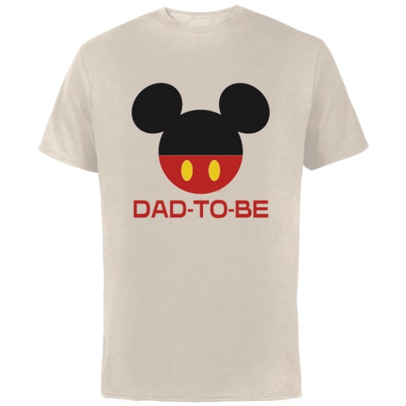 Disney Mickey Mouse Icon Shorts Dad-to-Be Father’s Day - Short Sleeve Cotton T-Shirt for Adults - Customized-Natural