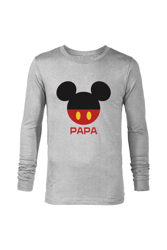 Mickey Mouse Icon Shorts Papa Birthday Father’s Day - Long Sleeve T-Shirt for Men - Customized-Athletic Heather