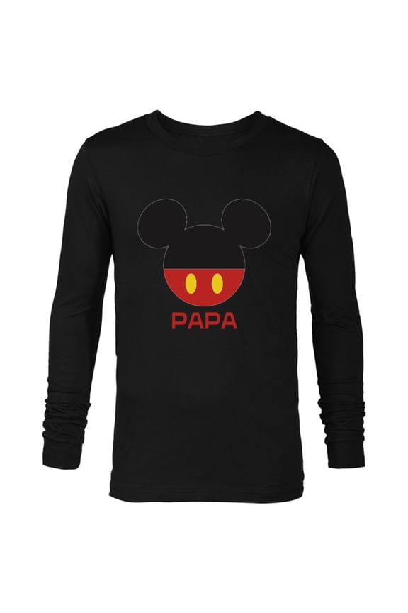 Mickey Mouse Icon Shorts Papa Birthday Father’s Day - Long Sleeve T-Shirt for Men - Customized-Black