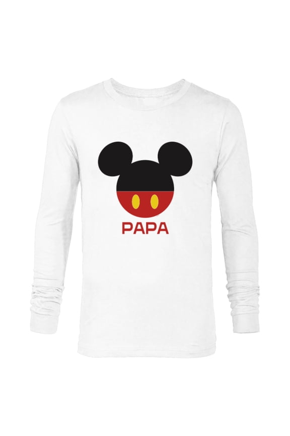 Mickey Mouse Icon Shorts Papa Birthday Father’s Day - Long Sleeve T-Shirt for Men - Customized-White