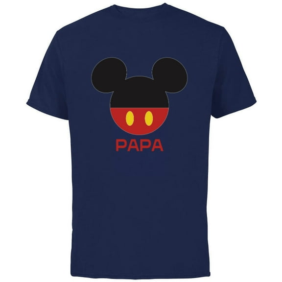 Disney Mickey Mouse Icon Shorts Papa Birthday Father’s Day - Short Sleeve Cotton T-Shirt for Adults - Customized-Navy