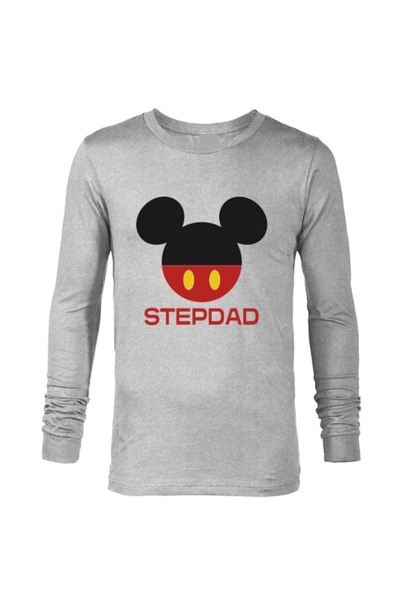 Mickey Mouse Icon Shorts Stepdad Father’s Day - Long Sleeve T-Shirt for Men - Customized-Athletic Heather