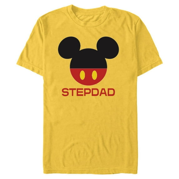 Disney Mickey Mouse Icon Shorts Stepdad Father’s Day - Short Sleeve Blended T-Shirt for Adults - Customized-Yellow