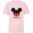 thumbnail image 1 of Disney Mickey Mouse Icon Shorts Uncle Birthday Father’s Day - Short Sleeve T-Shirt for Kids - Customized-Soft Pink, 1 of 5