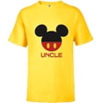thumbnail image 1 of Disney Mickey Mouse Icon Shorts Uncle Birthday Father’s Day - Short Sleeve T-Shirt for Kids - Customized-Yellow, 1 of 5