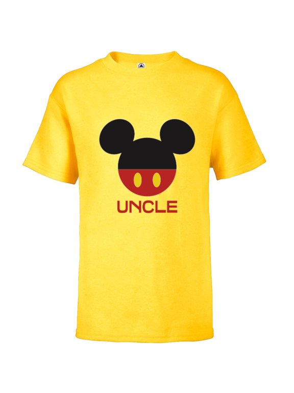 Mickey Mouse Icon Shorts Uncle Birthday Father’s Day - Short Sleeve T-Shirt for Kids - Customized-Yellow