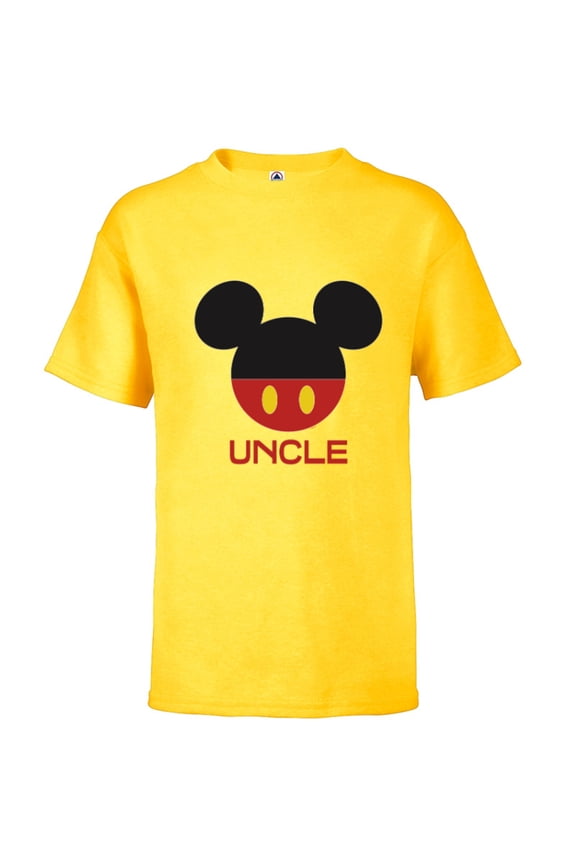 Mickey Mouse Icon Shorts Uncle Birthday Father’s Day - Short Sleeve T-Shirt for Kids - Customized-Yellow