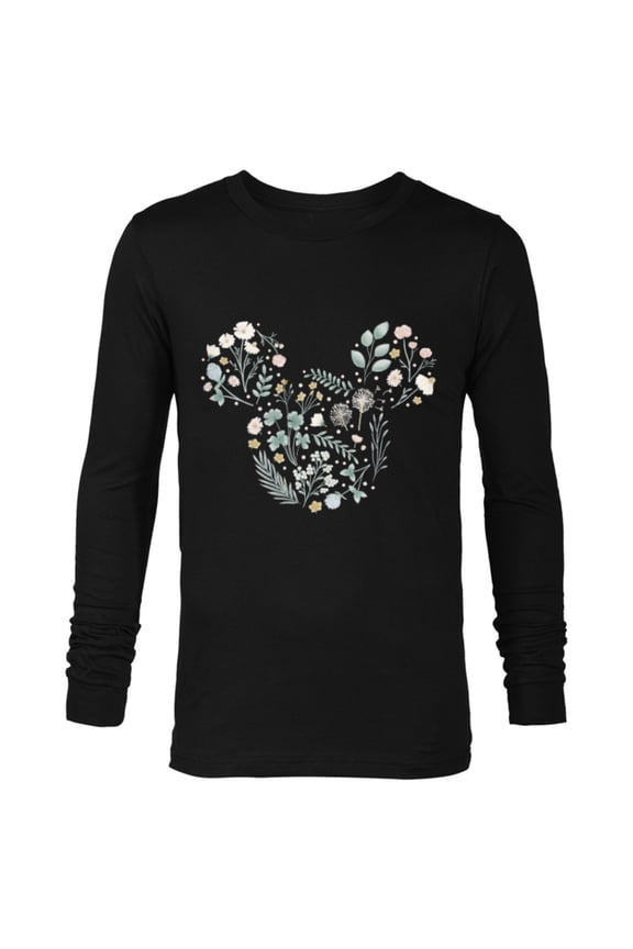Mickey Mouse Icon Spring Flowers - Long Sleeve T-Shirt for Men - Customized-Black