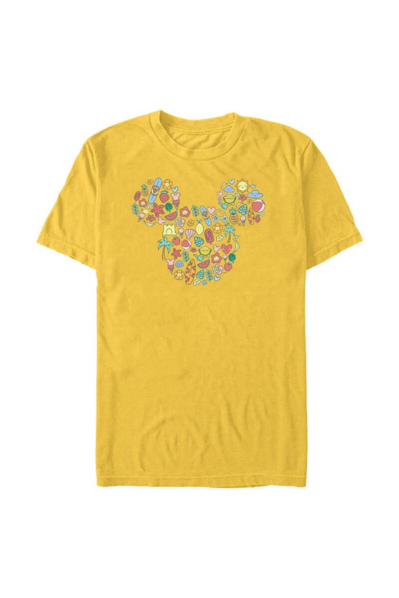 Mickey Mouse Icon Summer Fun - Short Sleeve Blended T-Shirt for Adults - Customized-Yellow
