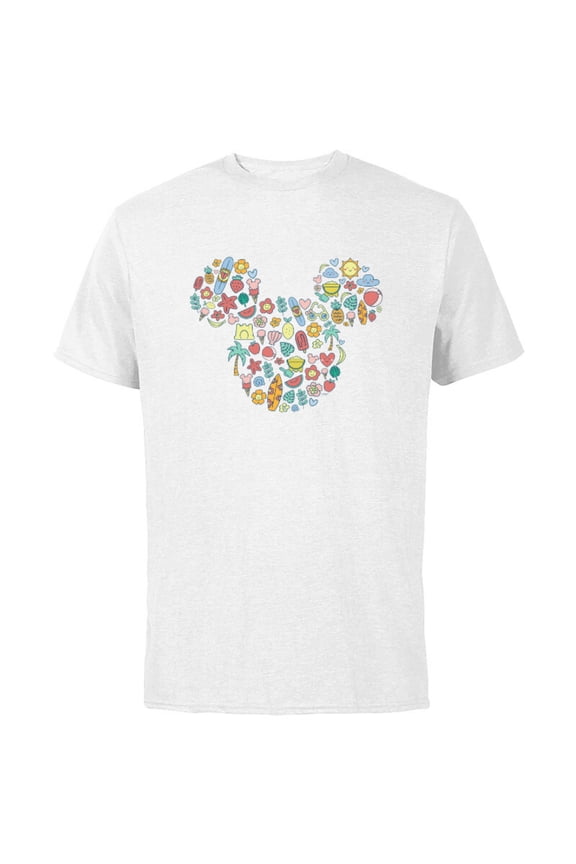 Mickey Mouse Icon Summer Fun - Short Sleeve Cotton T-Shirt for Adults - Customized-White