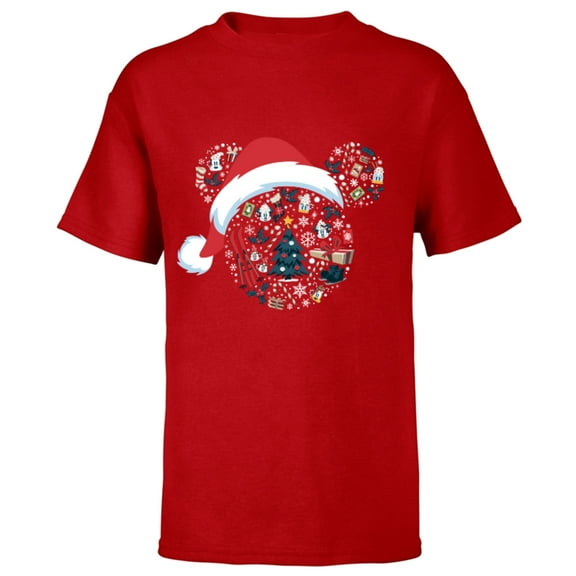 Disney Mickey Mouse Icon Winter Lodge Standard - Short Sleeve T-Shirt for Kids – Customized-Red