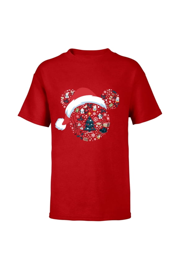 Mickey Mouse Icon Winter Lodge Standard - Short Sleeve T-Shirt for Kids – Customized-Red