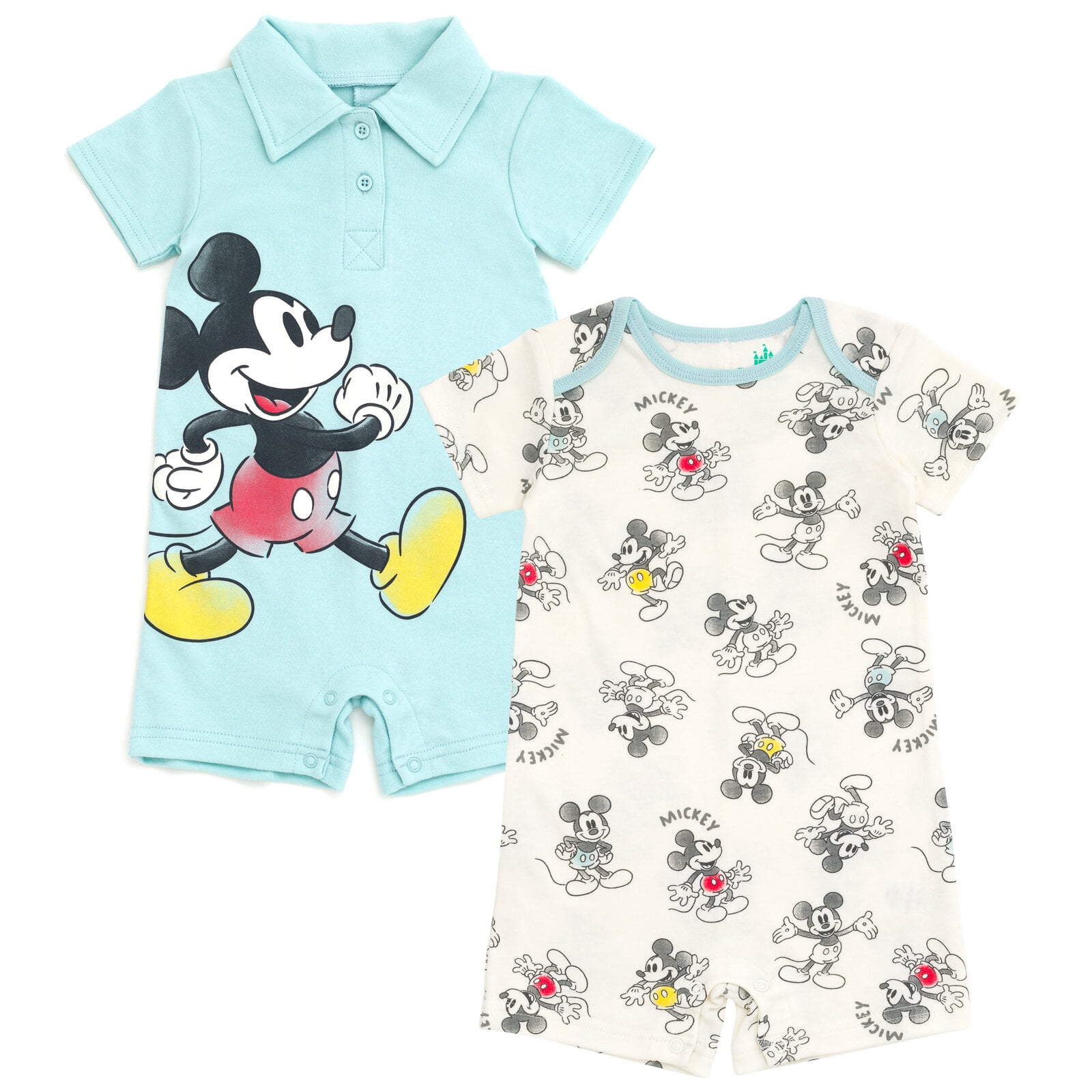 Disney Mickey Mouse Baby Boys' One Piece Romper Set Mickey Blue White