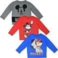 thumbnail image 1 of Disney Mickey Mouse Infant Baby Boys 3 Pack Long Sleeve T-Shirts Infant to Big Kid, 1 of 5