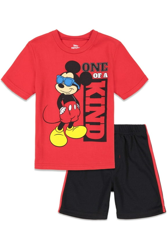 Mickey Mouse Infant Baby Boys Athletic T-Shirt Mesh Shorts Outfit Set Infant to Big Kid