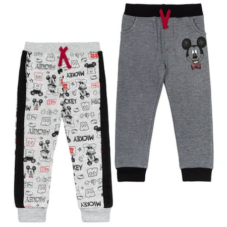 Disney Mickey Mouse Baby Boys' Fleece Jogger Pants 2-Pack Heather Grey