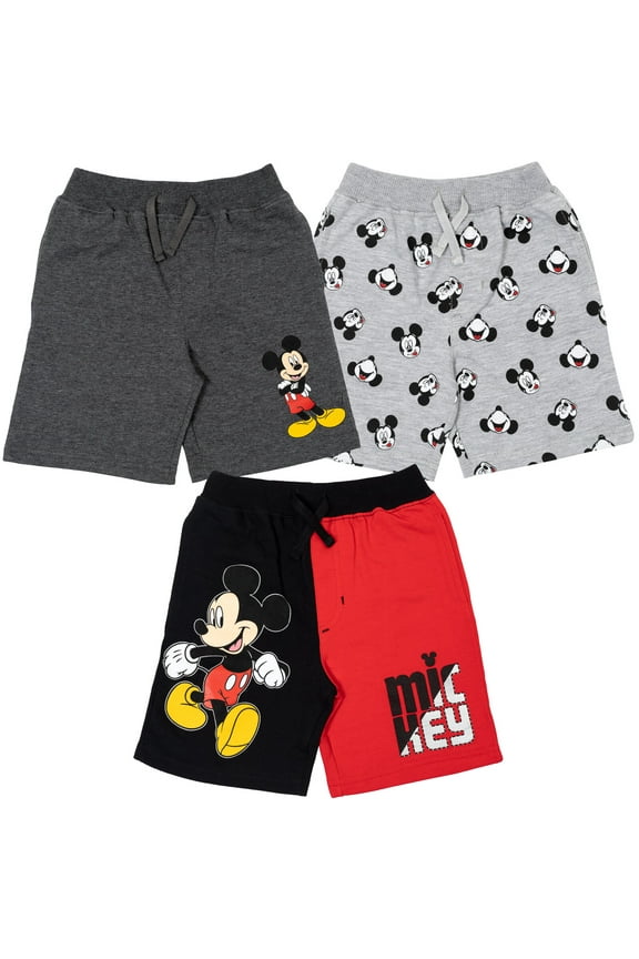 Mickey Mouse Infant Baby Boys French Terry 3 Pack Shorts Infant to Little Kid