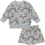 Disney Mickey Mouse French Terry Sweatshirt and Shorts Outfit Set Infant to Little Kid