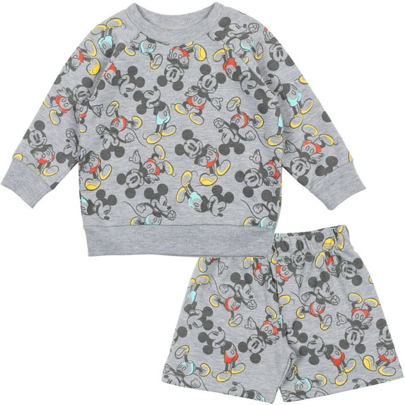 Disney Mickey Mouse Infant Baby Boys French Terry Sweatshirt and Shorts